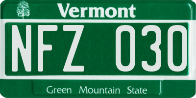 VT license plate NFZ030
