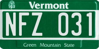 VT license plate NFZ031