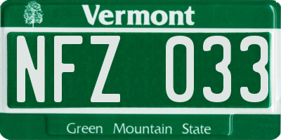 VT license plate NFZ033