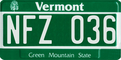 VT license plate NFZ036