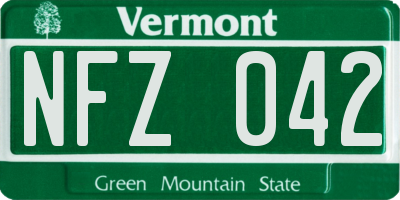 VT license plate NFZ042