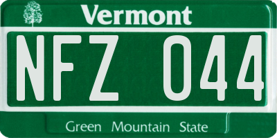 VT license plate NFZ044