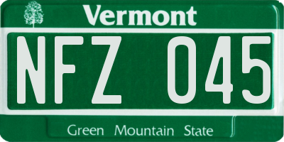 VT license plate NFZ045