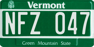 VT license plate NFZ047