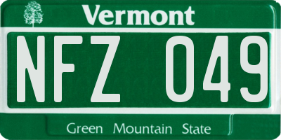 VT license plate NFZ049