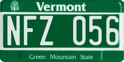 VT license plate NFZ056