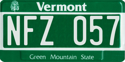 VT license plate NFZ057