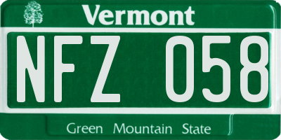 VT license plate NFZ058