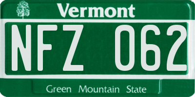 VT license plate NFZ062