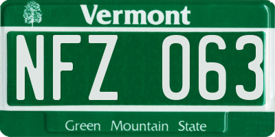 VT license plate NFZ063