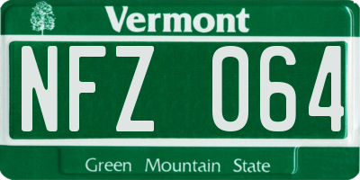 VT license plate NFZ064