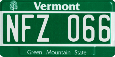 VT license plate NFZ066