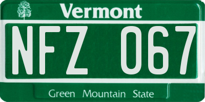 VT license plate NFZ067