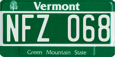 VT license plate NFZ068