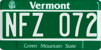 VT license plate NFZ072