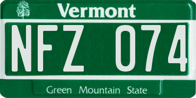 VT license plate NFZ074