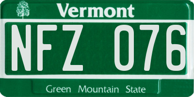 VT license plate NFZ076