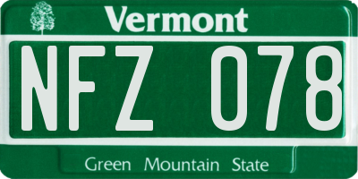 VT license plate NFZ078
