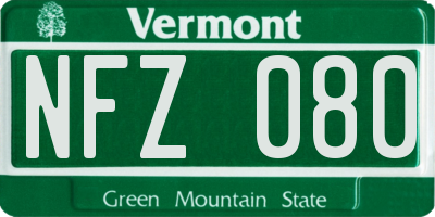VT license plate NFZ080