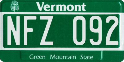 VT license plate NFZ092