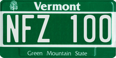 VT license plate NFZ100
