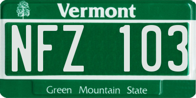 VT license plate NFZ103