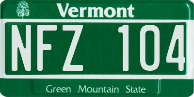 VT license plate NFZ104