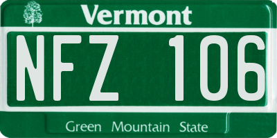 VT license plate NFZ106