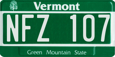 VT license plate NFZ107