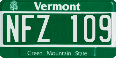 VT license plate NFZ109