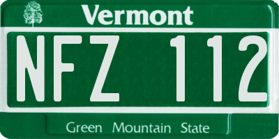 VT license plate NFZ112