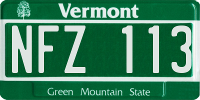 VT license plate NFZ113