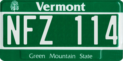 VT license plate NFZ114