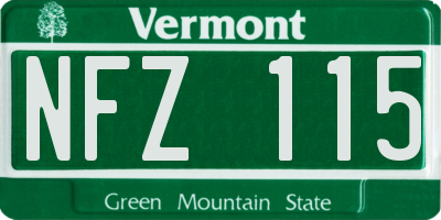 VT license plate NFZ115