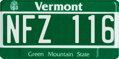 VT license plate NFZ116