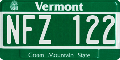 VT license plate NFZ122