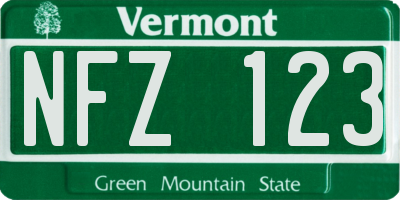 VT license plate NFZ123