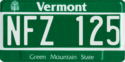 VT license plate NFZ125