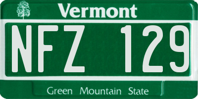 VT license plate NFZ129