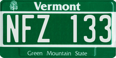 VT license plate NFZ133