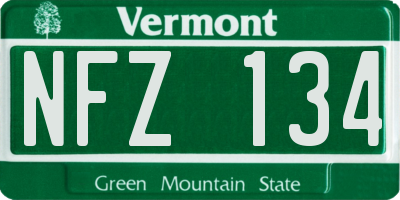 VT license plate NFZ134