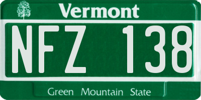 VT license plate NFZ138
