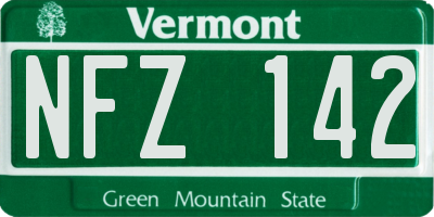 VT license plate NFZ142