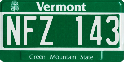 VT license plate NFZ143