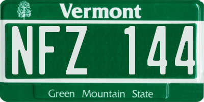 VT license plate NFZ144