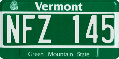 VT license plate NFZ145