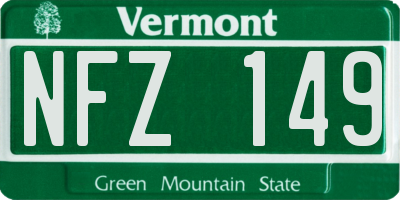 VT license plate NFZ149