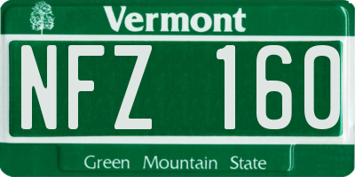VT license plate NFZ160