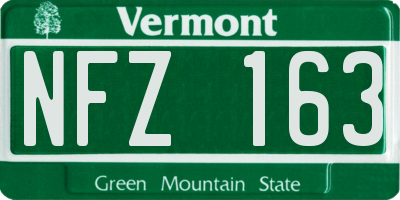 VT license plate NFZ163