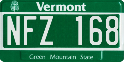 VT license plate NFZ168